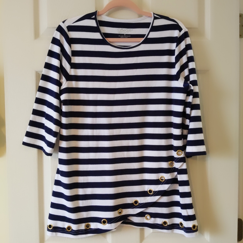 Ultra Softs Blue and White Stripe Tunic Size Medium